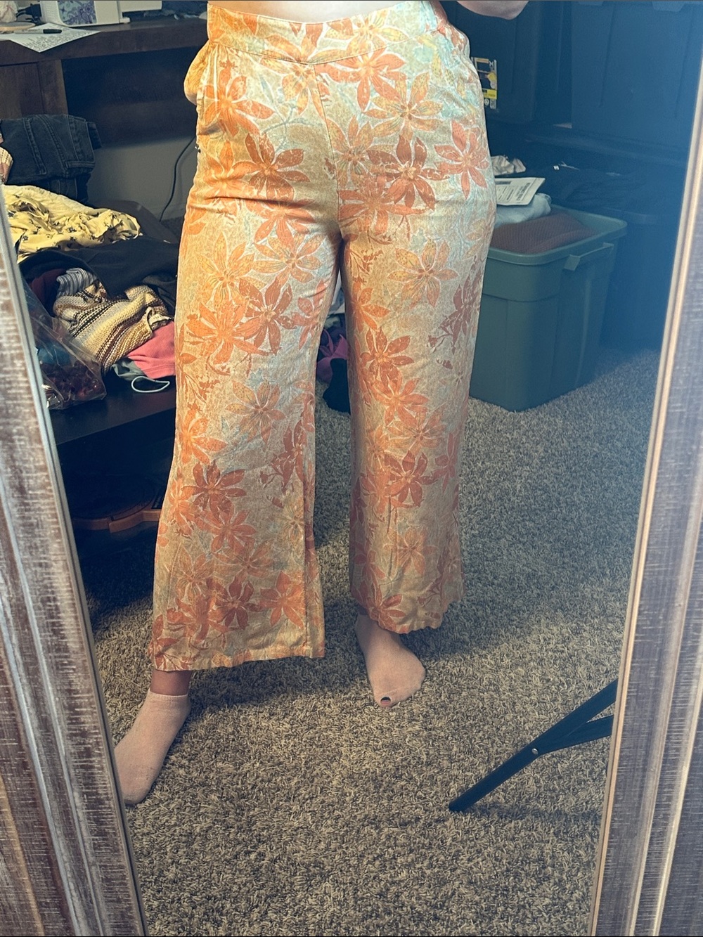 ROXY Floral Wide-Leg Women’s Pants in Peach